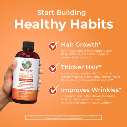 MaryRuth Organics Liquid Multivitamin + Hair Growth | Biotin 10000mcg | Lustriva for Thicker Hair