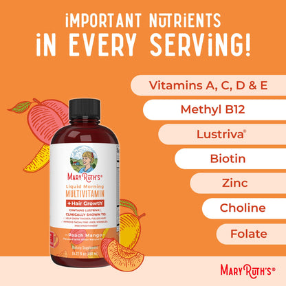 MaryRuth Organics Liquid Multivitamin + Hair Growth | Biotin 10000mcg | Lustriva for Thicker Hair