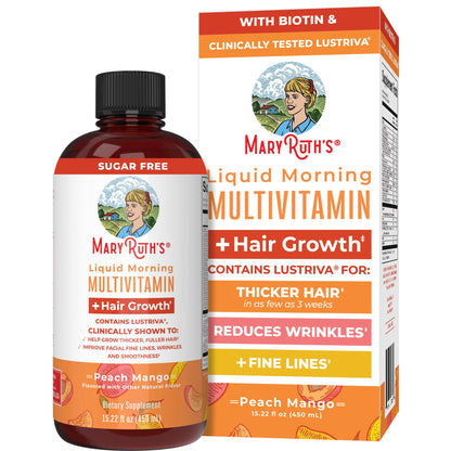 MaryRuth Organics Liquid Multivitamin + Hair Growth | Biotin 10000mcg | Lustriva for Thicker Hair