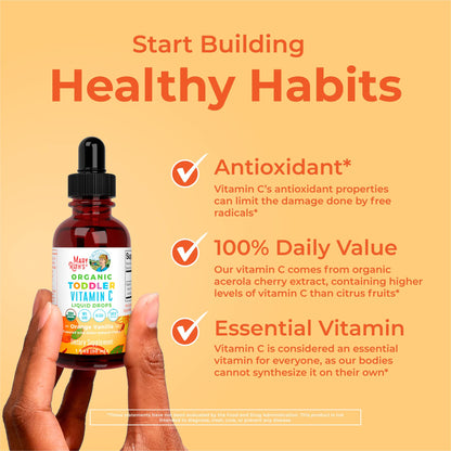 MaryRuth Organics Toddler Vitamin C Drops | USDA Organic Vitamin C for Ages 1-3 | Immune Support & Overall Health | Vegan | Non-GMO | Gluten Free | 30 Servings