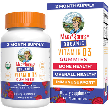 MaryRuth Organics Organic Vitamin D3 Gummies 1000 IU | USDA Organic | 60 Count