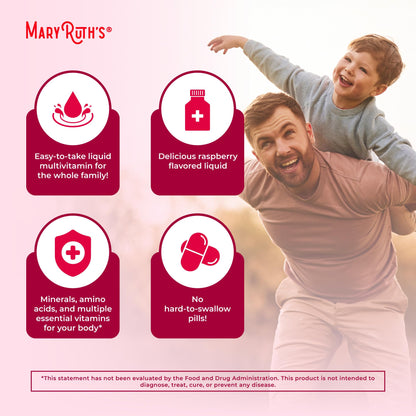 MaryRuth Organics Liquid Morning Multivitamin for Women, Men & Kids — Vegan, Non-GMO, Gluten Free | 32 Servings