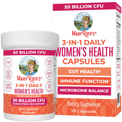 MaryRuth Organics 3-in-1 Daily Health Probiotics for Women | 50B CFU, 23 Strains, Vegan | 30 Count