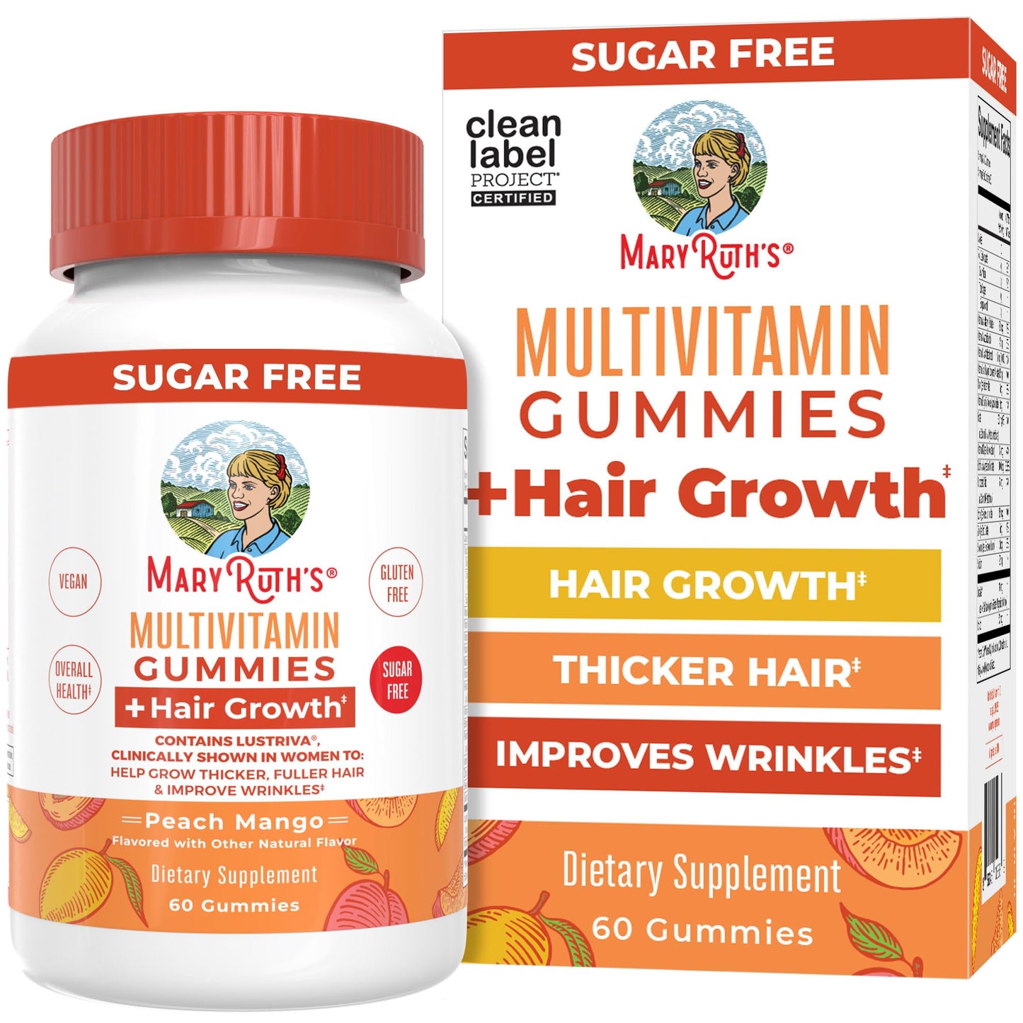 MaryRuth's Hair Growth Gummies with Lustriva | Biotin 10000 mcg | 30 Servings