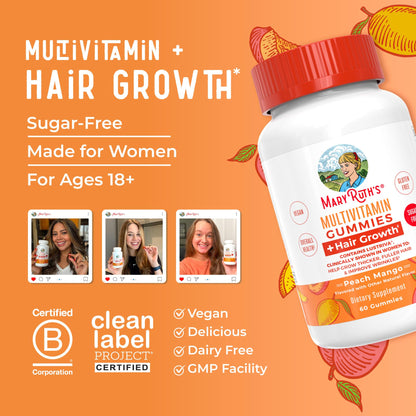 MaryRuth's Hair Growth Gummies with Lustriva | Biotin 10000 mcg | 30 Servings