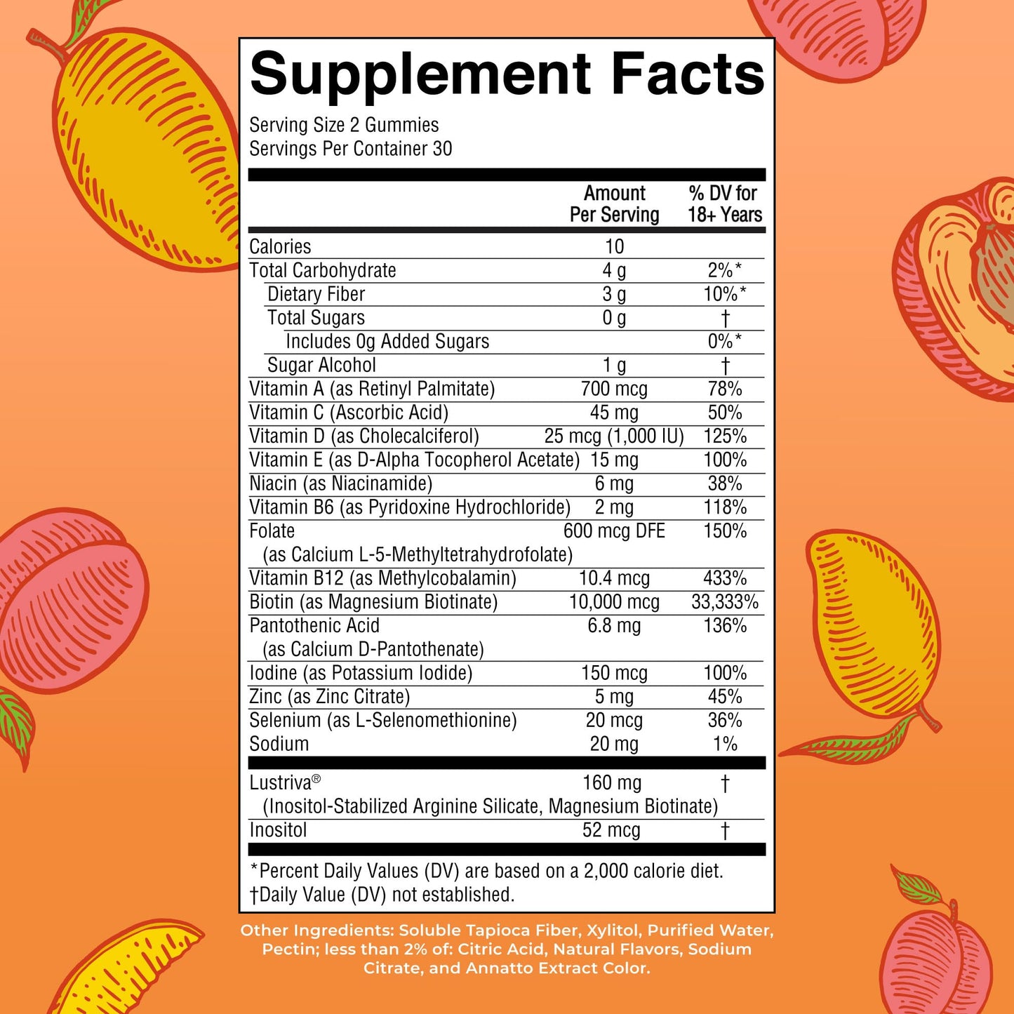 MaryRuth's Hair Growth Gummies with Lustriva | Biotin 10000 mcg | 30 Servings