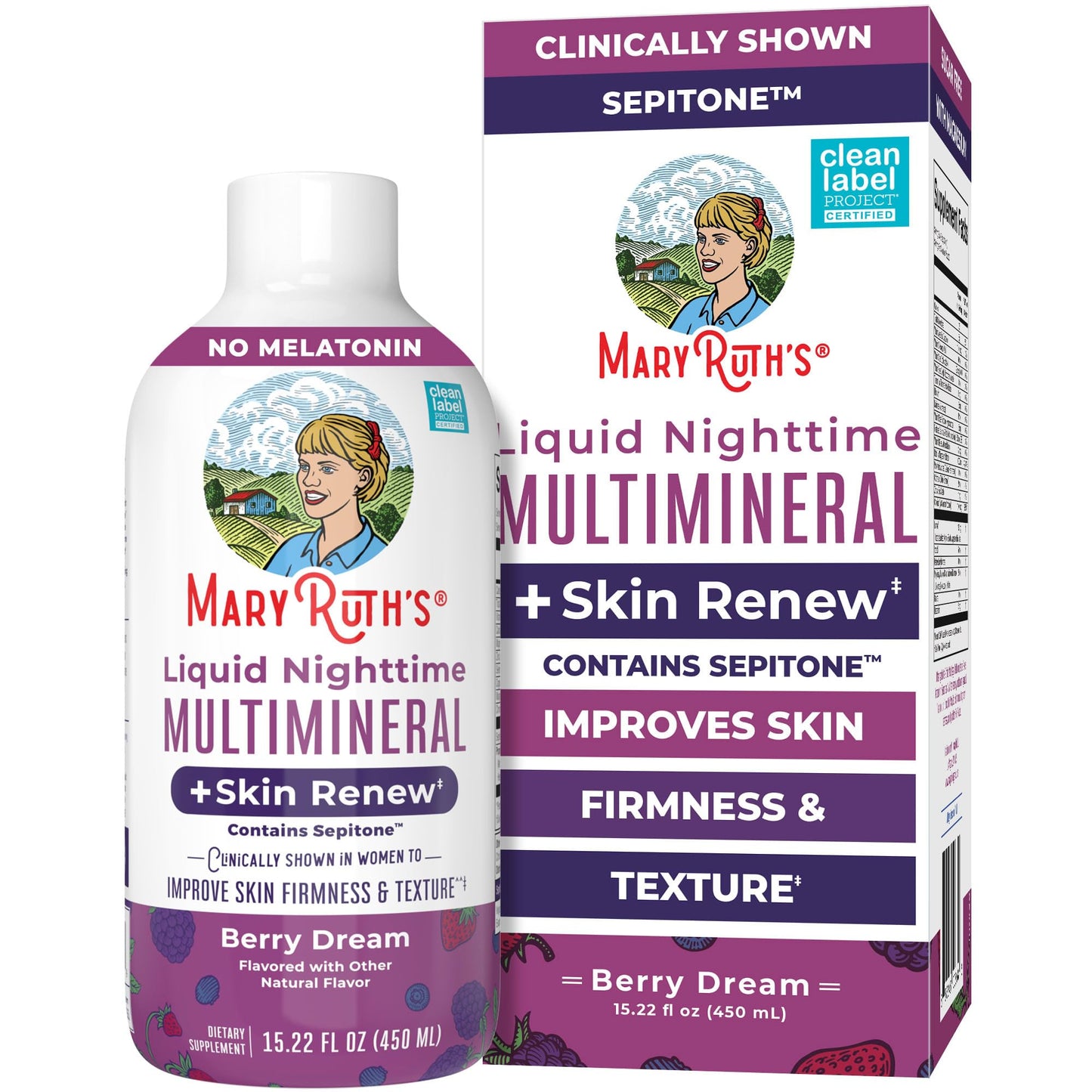 MaryRuth's Liquid Nighttime Multimineral + Skin Renew | Sepitone, No Melatonin, Vegan, 15 Servings