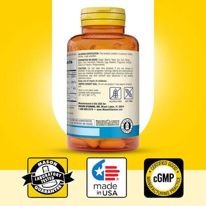 MASON NATURAL Glucosamine Chondroitin 1500/1200 with Vitamin C – 280 Capsules (3 Month Supply)