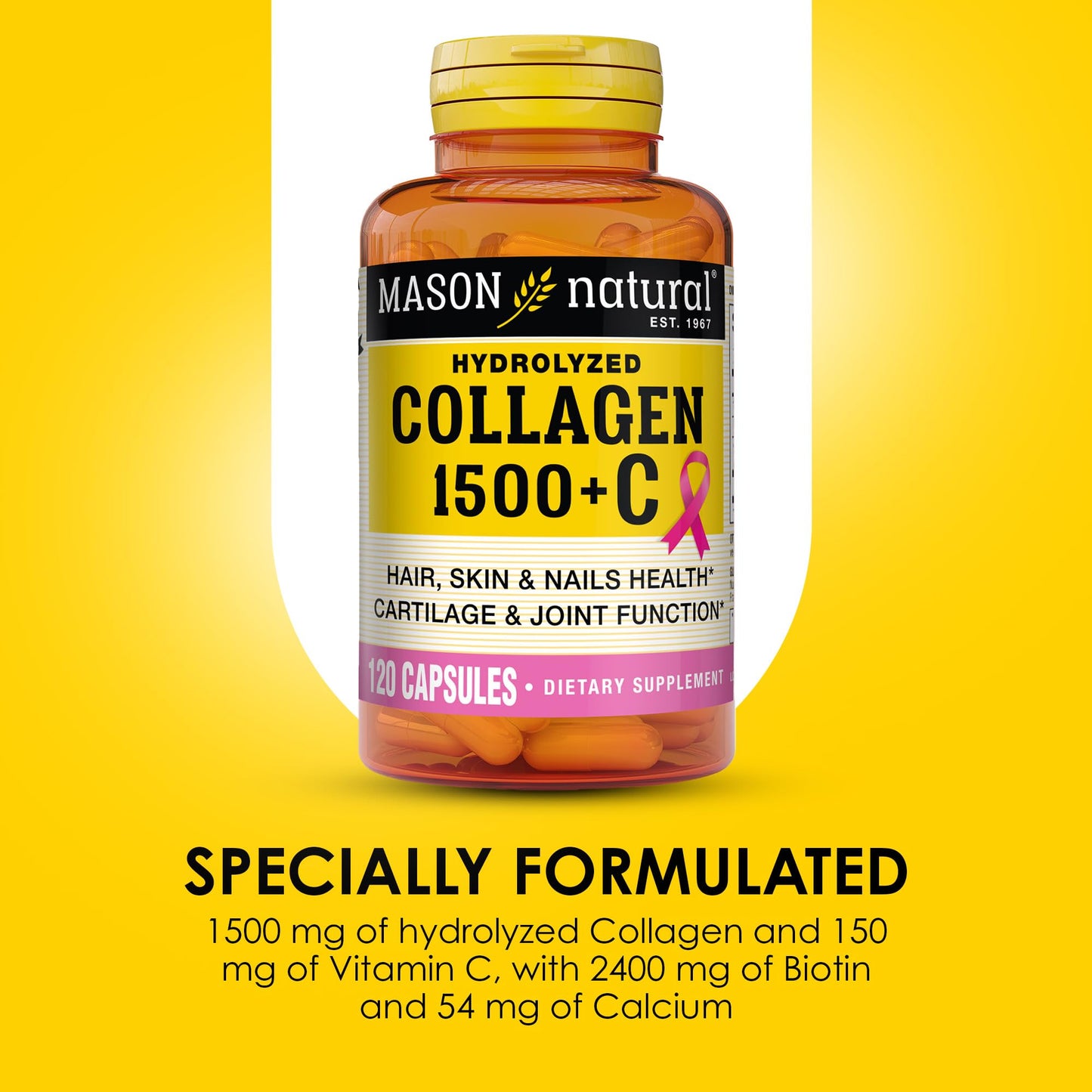 Mason Natural Collagen 1500mg with Vitamin C, Biotin & Calcium | Hair & Nails