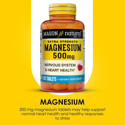 Mason Natural Magnesium 500 mg Extra Strength – 100-Day Supply, 1 Pack