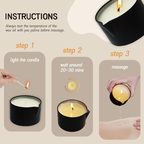 Massage Oil Candle 3 Pack – Coconut Oil Based Moisturizing Body Oil | Scented Candle 6.9oz