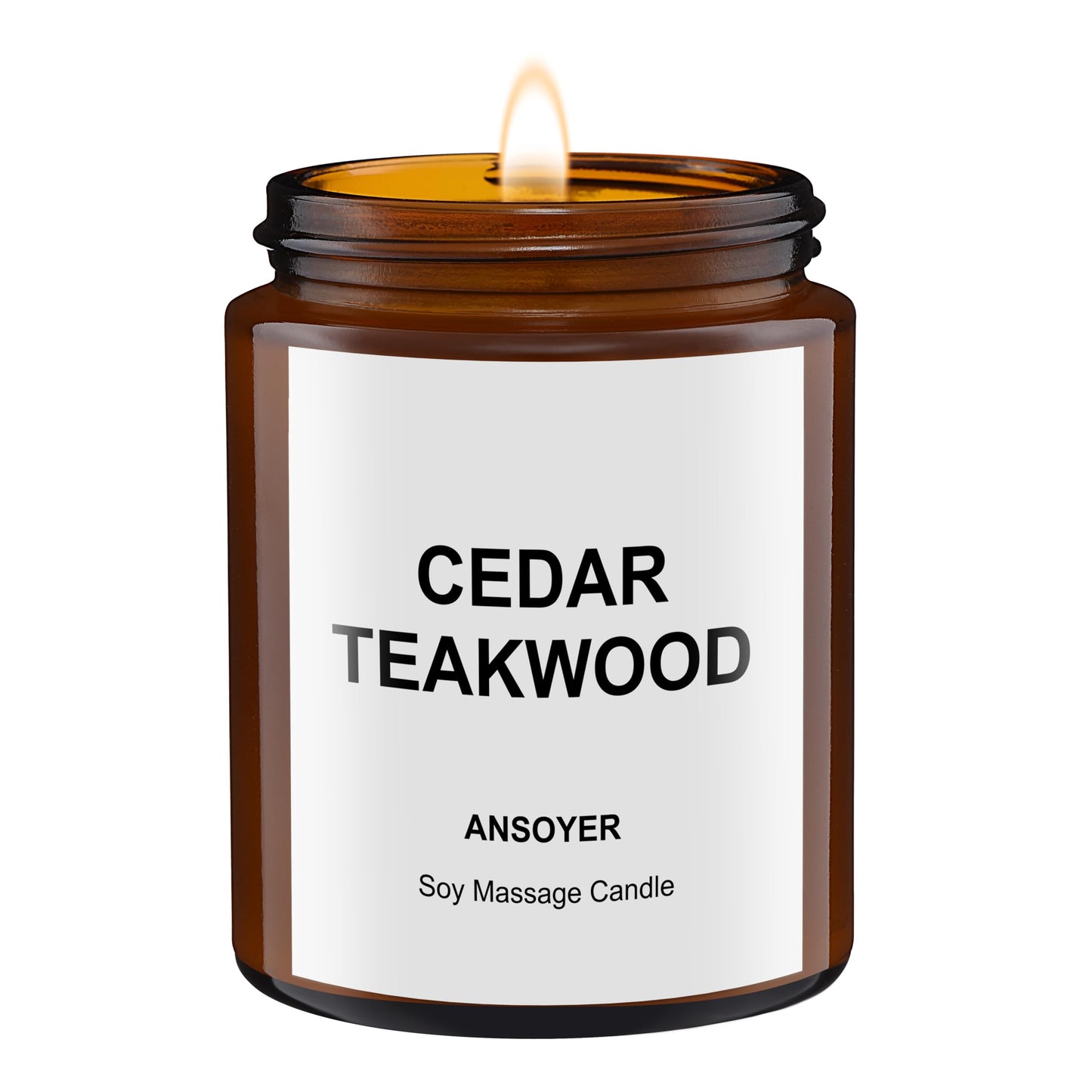 Massage Oil Candle - Ultra Hydrating Body Oil with Soybean Oil, Cedar Teakwood 4.5oz