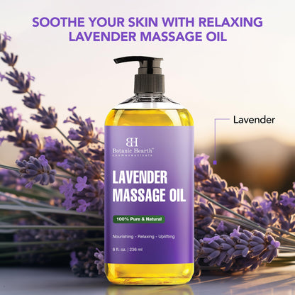 Lavender Massage Oil with Pure Lavender – Botanic Hearth (8 oz) Unscented, Quick Absorption