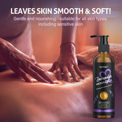 Date Night Lavender Body Massage Oil for Couples – Vegan, Smooth Glide (8 fl oz)