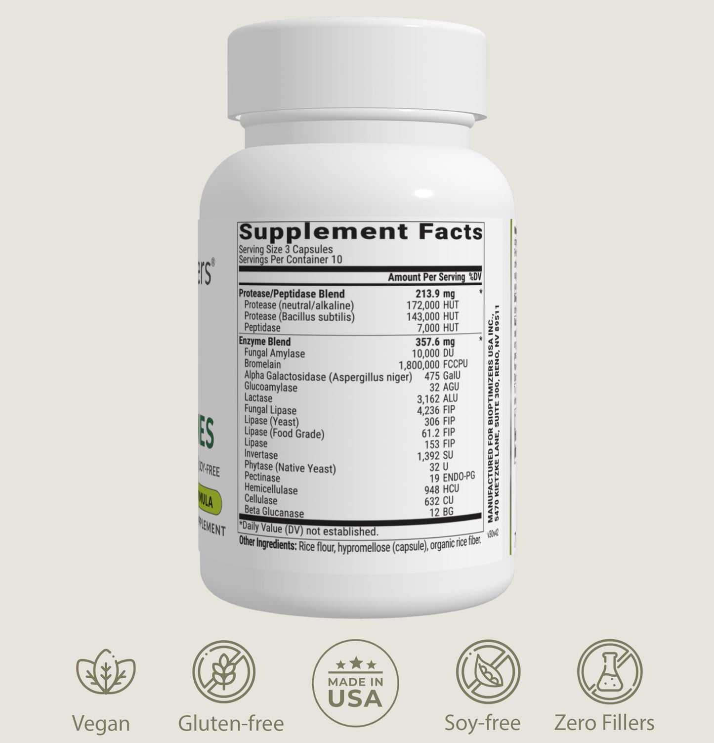 BiOptimizers MassZymes - Complete Digestive Enzymes (250 Capsules)