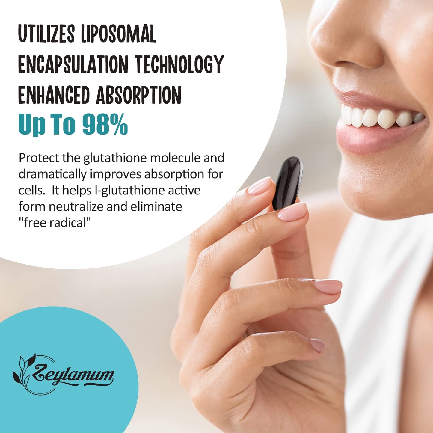 Zeylamum 2400mg Liposomal Glutathione Softgels – Max Absorption, Hyaluronic Acid & Resveratrol, 600 Softgels