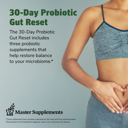 Master Supplements 30-Day Probiotic Gut Reset - Includes Theralac (30 ct.), TruBifido (30 ct.) & TruFlora (30 ct.) - Supports Optimal Gut Health - Gluten Free