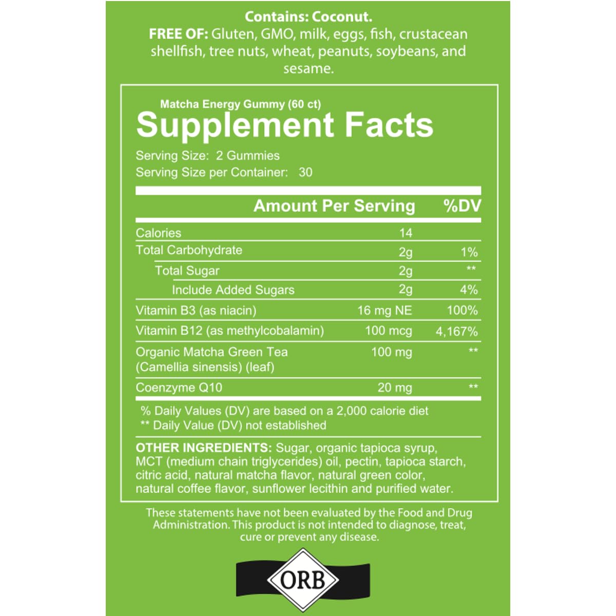 4 Your Wellness Matcha Organic Green Tea Gummies with B12, B3 & CoQ10 – Vegan, Gluten-Free, Non-GMO, Kosher (60 Count)