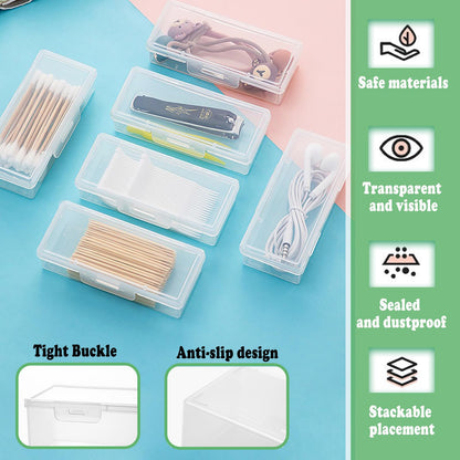 MatFirsmo Cotton Swab Holder for Travel – 2 Pack, Portable Dustproof Case (Clear Plastic)