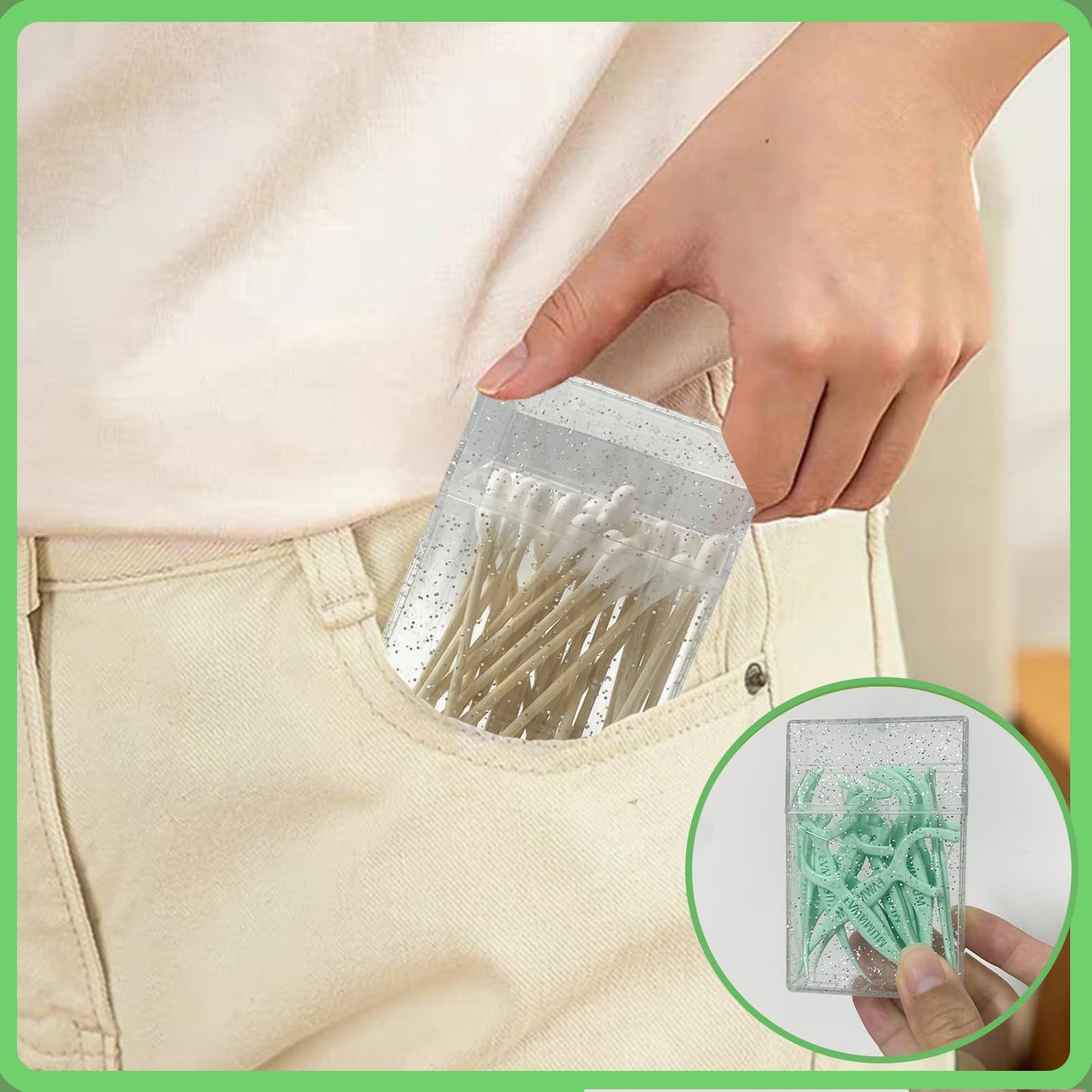 MatFirsmo Cotton Swab Holder for Travel – 2 Pcs, Clear Plastic with Dustproof Lid (Transparent White)