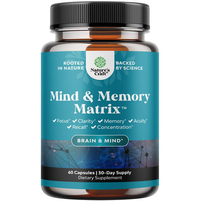 Matrix Nootropic Brain Supplement for Memory & Focus – Mind's Vitality – 60 Capsules
