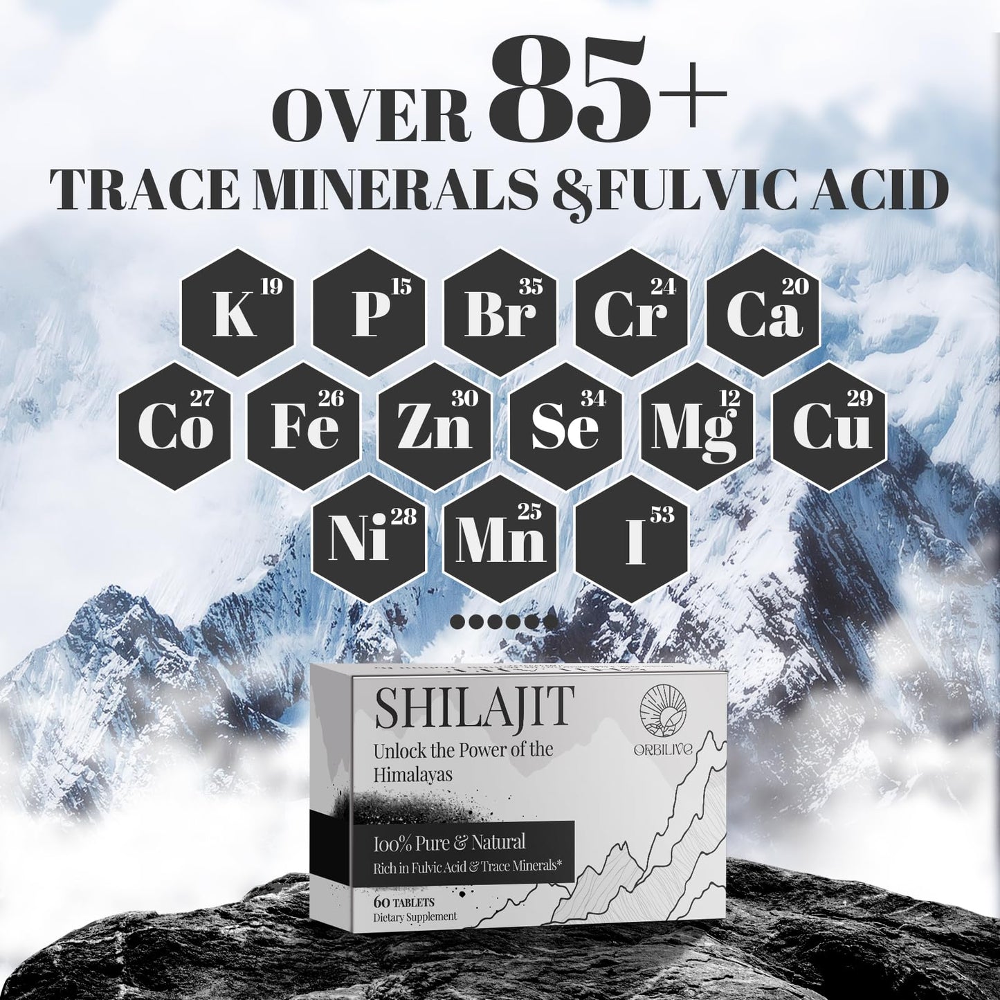 ORBILIVE Shilajit Tablets 1000 MG — Himalayan Organic, 180 Count