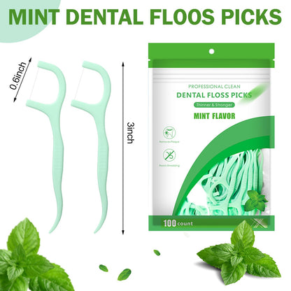 Maxcheck 2000 Count Green Mint Floss Picks Bulk | Natural Toothpicks & Dental Flosser