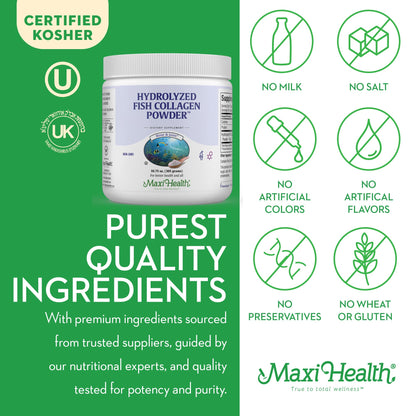 Maxi Health Collagen Peptides Powder – Marine Type I, Unflavored, Wild-Caught (10.75 oz) for Joints, Skin & Nails