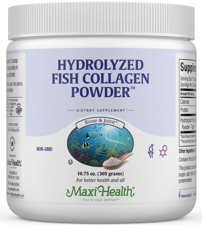 Maxi Health Collagen Peptides Powder – Marine Type I, Unflavored, Wild-Caught (10.75 oz) for Joints, Skin & Nails