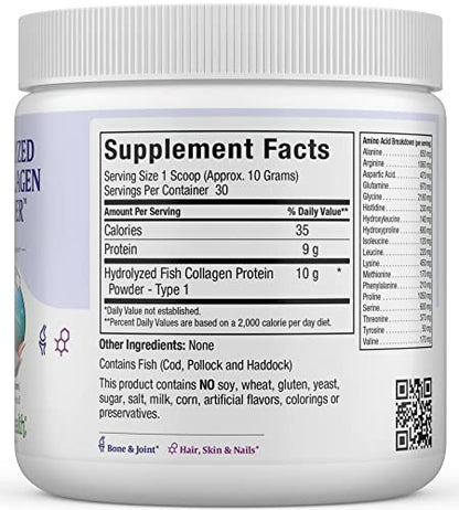 Maxi Health Collagen Peptides Powder – Marine Type I, Unflavored, Wild-Caught (10.75 oz) for Joints, Skin & Nails
