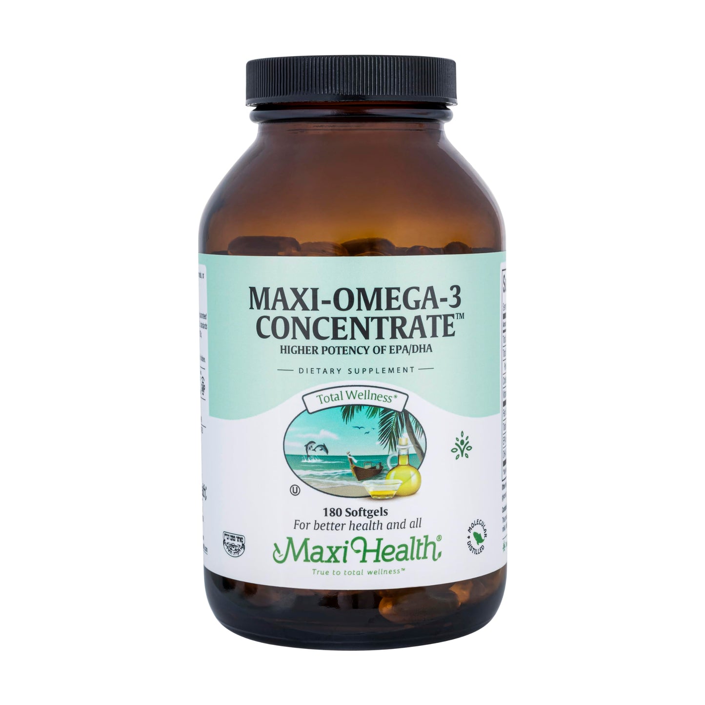 Maxi Health Omega-3 Triple Strength Fish Oil 2000 mg – EPA 680 mg / DHA 460 mg • Kosher 180 Softgels