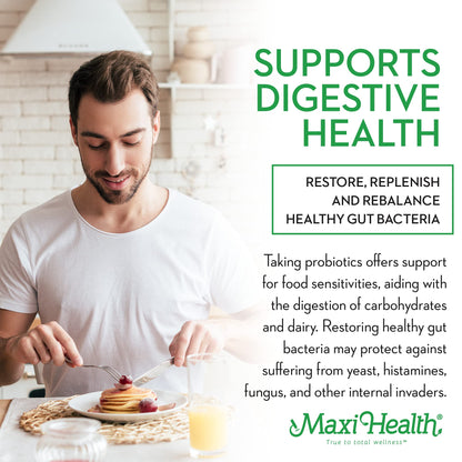 Maxi Health Probiotic Plus Ultimate Prebiotic - 50B Live Probiotics, 15 Strains, Ultra Protection | 60 Count