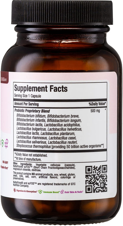 Maxi Health Probiotic Plus Ultimate Prebiotic - 50B Live Probiotics, 15 Strains, Ultra Protection | 60 Count