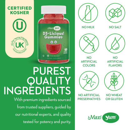 Maxi Health Vitamin D Gummies - 60 Count (1000 IU D3)