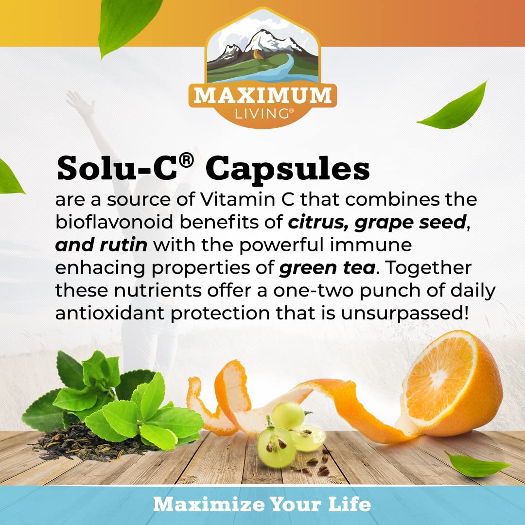 Maximum Living Solu-C with Green Tea, 120 Capsules (Pack of 2)
