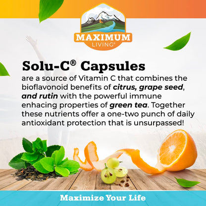 Maximum Living Solu-C with Green Tea, 120 Capsules (Pack of 2)