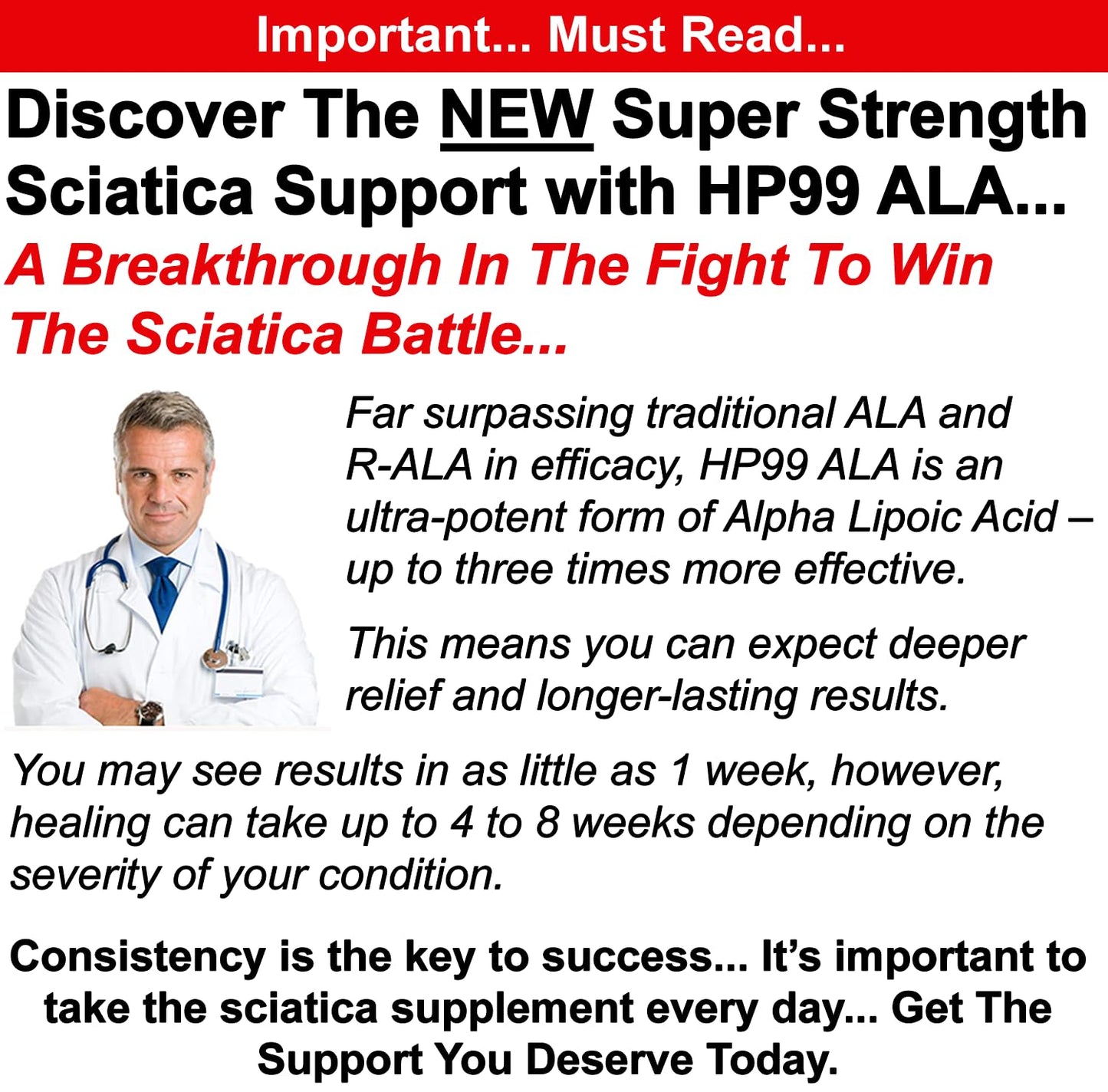 Sciatica Nerve Relief Supplement - 600 mg Alpha Lipoic Acid | Maximum Strength ALA Sciatic Support (120 Capsules)