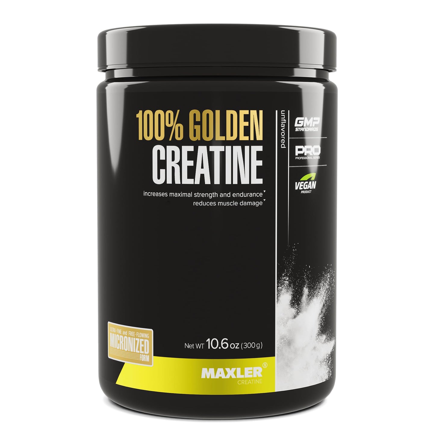 Maxler 100% Golden Creatine – Micronized Creatine Monohydrate Powder 300 g | Gluten Free, Unflavored, Vegan
