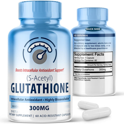 MAXLIFE NATURALS S-Acetyl L-Glutathione 300mg – 60 Acid-Resistant Capsules, High Bioavailability