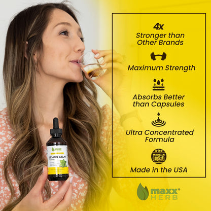 Maxx Herb Lemon Balm Extract – Max Strength Tincture (4 oz, 4 Bottles)