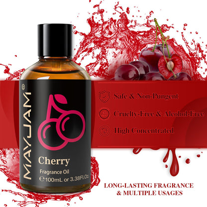 MAYJAM Cherry Fragrance Oil 100ml | Long-Lasting Diffuser Oil with Glass Dropper