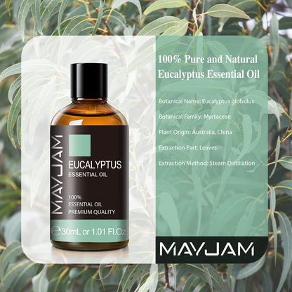 Eucalyptus Essential Oil 30ml by MAYJAM – Diffuser, Skincare & Hair Care