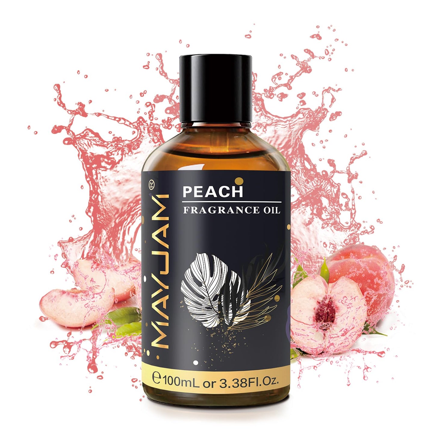 MAYJAM Peach Fragrance Oil 100ml with Glass Dropper - Diffuser & DIY Use