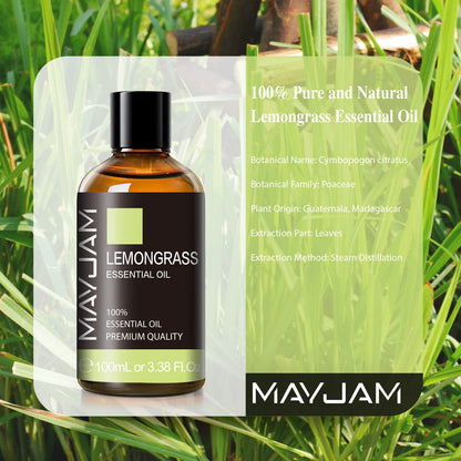 Lemongrass Essential Oil 3.38 fl oz – MAYJAM Premium with Glass Dropper