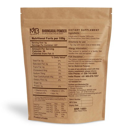 MB Herbals Pure Bhringraj Powder 454g (16 oz) | 100% Pure Bhringaraj for Hair Care