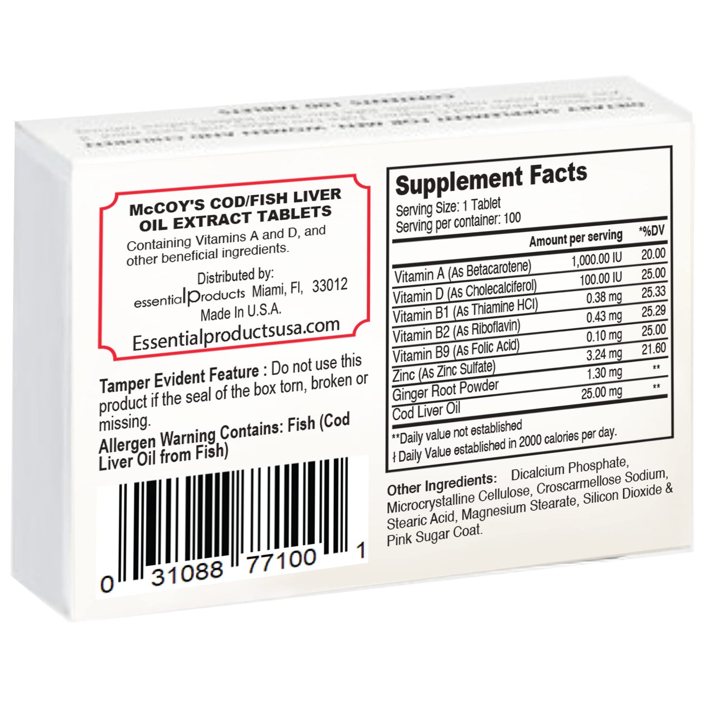 Mccoy Cod/Fish Liver Oil Extract Tablets 40