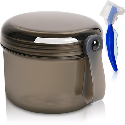 Mckkor Denture Bath Case Box - Leak-Proof Cups & Brush Kit