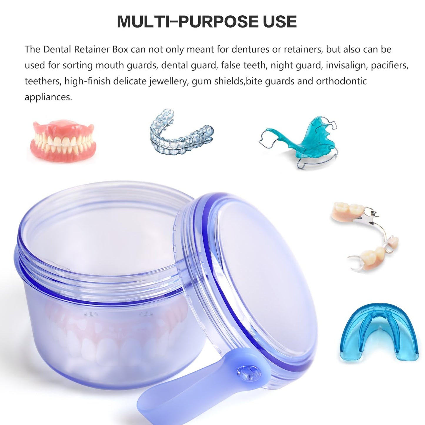 Mckkor Leak-Proof Travel Denture Case Blue – Full Dentures & Retainers