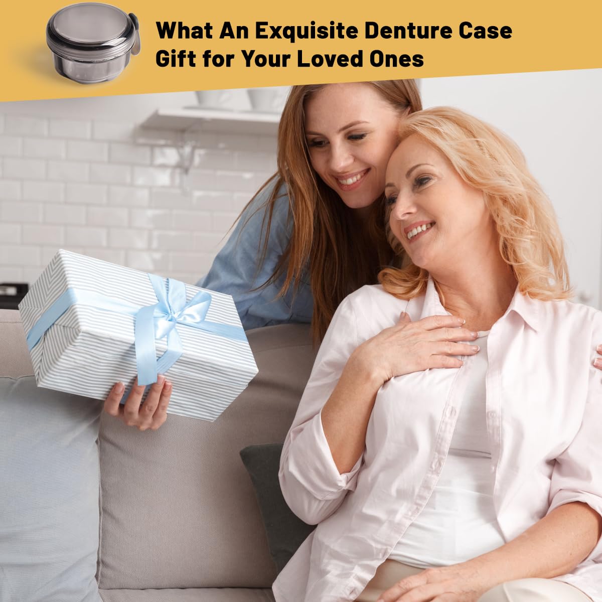 Mckkor Leak-Proof Portable Denture Bath Case | Denture Cleaning Cup