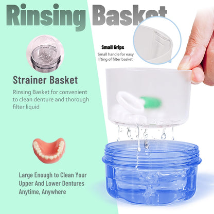 Mckkor Leak-Proof Portable Denture Bath Case | Denture Cleaning Cup